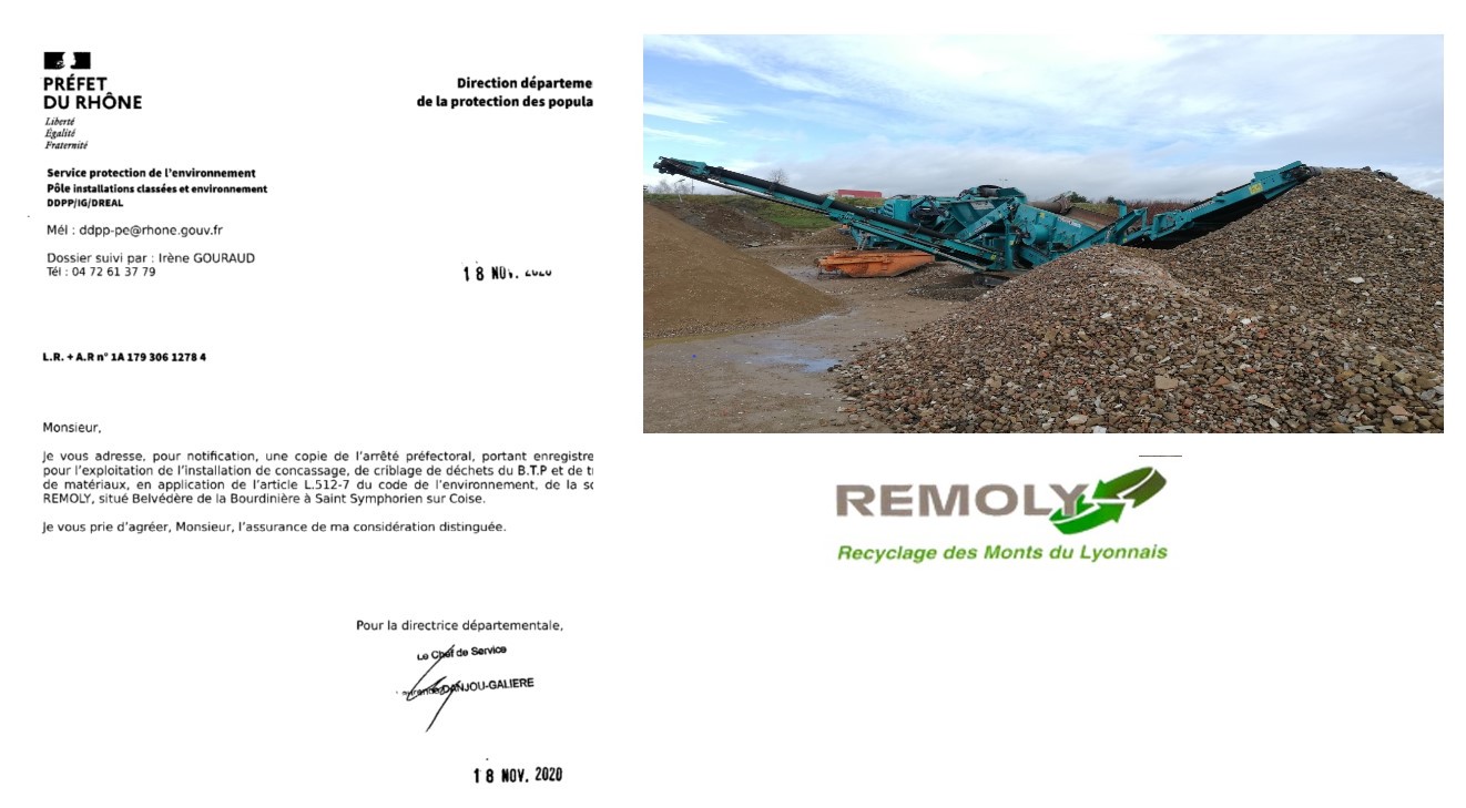 Remoly ICPE 2515 ICPE 2517 enregistrement préfecture ISO 14001